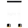 Bankamp Grand Flex, lámpara de suspensión LED 2 focos negro anodizado/vidrio negro/dorado - ø20 cm