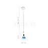 Measurements of the Bruck Silva Pendant Light LED - ø11 cm chrome matt, glass blue/magenta , Warehouse sale, as new, original packaging in detail: height, width, depth and diameter of the individual parts.