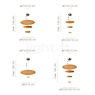 Measurements of the Catellani & Smith Macchina della Luce Pendant Light LED mod. A - gold in detail: height, width, depth and diameter of the individual parts.