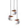 DCW Here Comes the Sun mini Cluster Suspension 3 foyers ronde blanc/cuivre