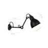 Measurements of the DCW Lampe Gras No 204 Wall Light black/copper , Warehouse sale, as new, original packaging in detail: height, width, depth and diameter of the individual parts.