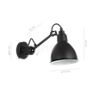 Dimensions du luminaire DCW Lampe Gras No 304 SW Applique noire cuivre/blanc en détail - hauteur, largeur, profondeur et diamètre de chaque composant.