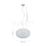Measurements of the Kartell Bloom Medium pendant light clear in detail: height, width, depth and diameter of the individual parts.