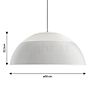 Measurements of the Louis Poulsen AJ Royal Pendant Light LED ø50 cm - white - 2,700 K - phase dimmer in detail: height, width, depth and diameter of the individual parts.