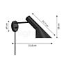 Measurements of the Louis Poulsen AJ Wall Light black - with switch/with plug in detail: height, width, depth and diameter of the individual parts.