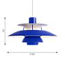 De afmetingen van de Louis Poulsen PH 5 Hanglamp Monochrome - blauw in detail: hoogte, breedte, diepte en diameter van de afzonderlijke onderdelen.
