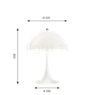 Measurements of the Louis Poulsen Panthella Table Lamp opal white - 32 cm in detail: height, width, depth and diameter of the individual parts.