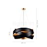 Dimensions du luminaire Marchetti Pura Suspension LED noir/aspect feuille d'or - ø60 cm en détail - hauteur, largeur, profondeur et diamètre de chaque composant.