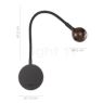 Measurements of the Marset No8 Wall light LED wenge in detail: height, width, depth and diameter of the individual parts.