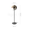 Measurements of the Marset Theia P Floor Lamp LED black in detail: height, width, depth and diameter of the individual parts.
