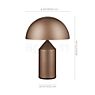 Measurements of the Oluce Atollo Table Lamp bronze - ø25 cm - model 238 in detail: height, width, depth and diameter of the individual parts.