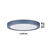 Dimensiones del/de la Paulmann Abia, lámpara de techo LED circular gris-azul al detalle: alto, ancho, profundidad y diámetro de cada componente.