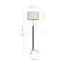 Measurements of the Santa & Cole Pie de Salón Floor Lamp natural colour/chrome - cylindric - 45 cm in detail: height, width, depth and diameter of the individual parts.