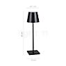 Dimensions du luminaire Sigor Nuindie Lampe de table LED noir , fin de série en détail - hauteur, largeur, profondeur et diamètre de chaque composant.