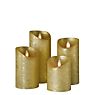 Sompex Shine Real Wax Candle LED ø7,5 cm, gold, set of 4, for battery , discontinued product