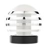 Tecnolumen Bulo Lampada da tavolo bianco - La classica forma sferica della lampada viene enfatizzata da cinque segmenti di alluminio.