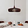 Umage Clava Dine Wood Hanglamp donker eikenhout, plafondkapje ronde, kabel wit productafbeelding