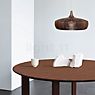 Umage Clava Dine Wood Pendant Light dark oak, ceiling rose round, cable white application picture